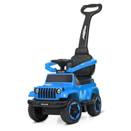 Дитячий толокар-каталка Bambi Jeep Super Car Police з батьківською ручкою, блакитний