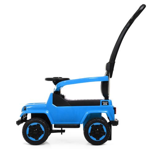 Дитячий толокар-каталка Bambi Jeep Super Car Police з батьківською ручкою, блакитний