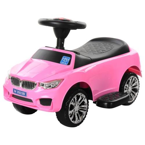 Дитячий толокар-каталка Bambi BMW B з багажником та батьківською ручкою, рожевий