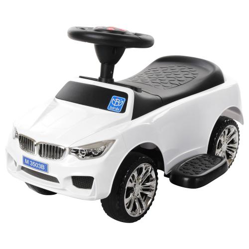 Дитячий толокар-каталка Bambi BMW B з багажником та батьківською ручкою, білий