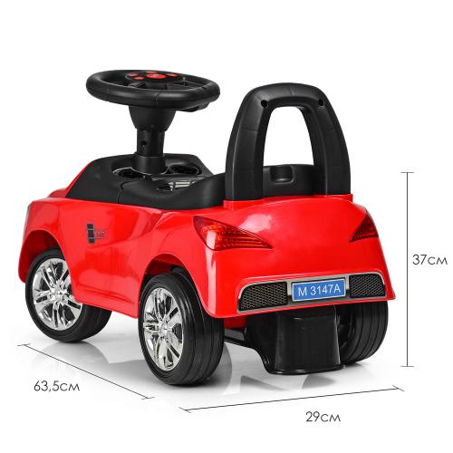 Дитячий толокар Bambi Audi Mini з багажником, червоний