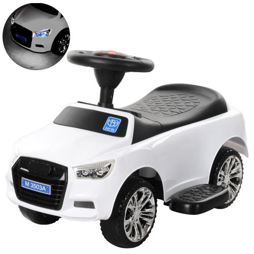 Дитячий толокар-каталка Bambi Audi B з багажником та батьківською ручкою, білий