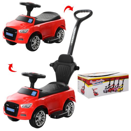 Дитячий толокар-каталка Bambi Audi B з багажником та батьківською ручкою, червоний