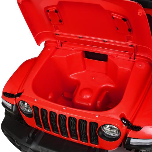 Дитячий електромобіль з пультом керування Bambi Jeep Rubicon (MP3) з багажником, ручкою для транспортування та рухливим капотом, червоний