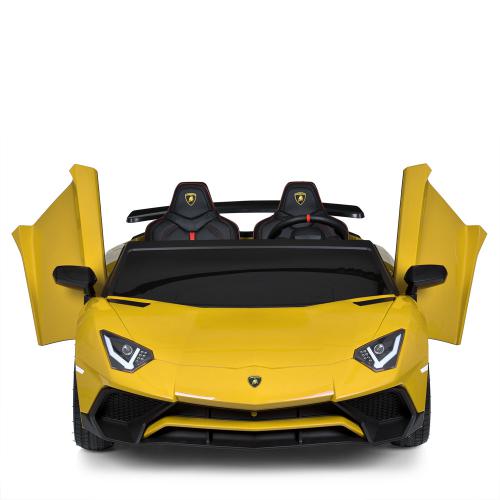 Дитячий двомісний електромобіль Lamborghini Aventador SV (MP3) до 100 кг, жовтий