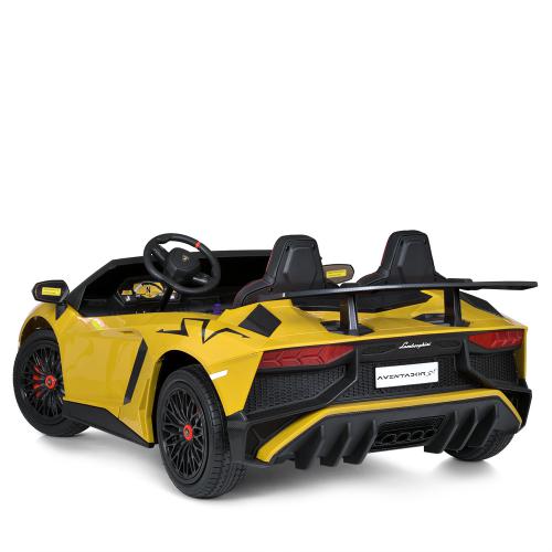 Дитячий двомісний електромобіль Lamborghini Aventador SV (MP3) до 100 кг, жовтий