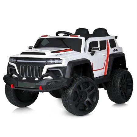 Дитячий повнопривідний електромобіль Super Wheele з багажником та ручкою для транспортування, білий