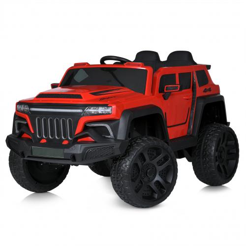 Детский полноприводный электромобиль Bambi Super Wheele с багажником и ручкой для транспортировки, красный