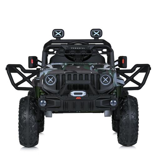 Дитячий електромобіль Bambi Jeep Off-Road Military (MP3) з автофарбуванням та ручкою для транспортування, камуфляж зелений
