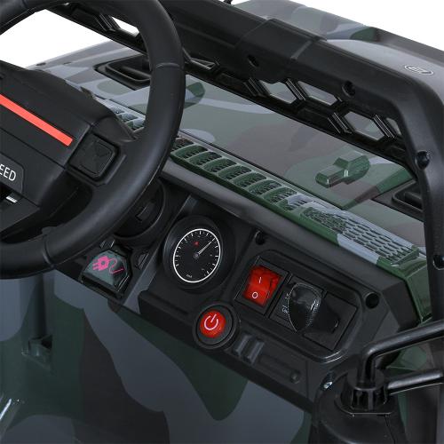 Дитячий електромобіль Bambi Jeep Off-Road Military (MP3) з автофарбуванням та ручкою для транспортування, камуфляж зелений