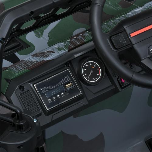 Дитячий електромобіль Bambi Jeep Off-Road Military (MP3) з автофарбуванням та ручкою для транспортування, камуфляж зелений
