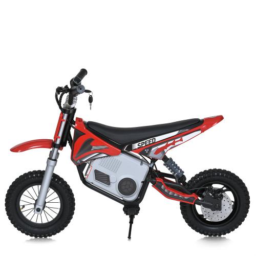 Дитячий електромотоцикл Rally Bike 12 Speed Series (24V) з підніжкою для стоянки, до 80 кг, до 16 км/год, червоний