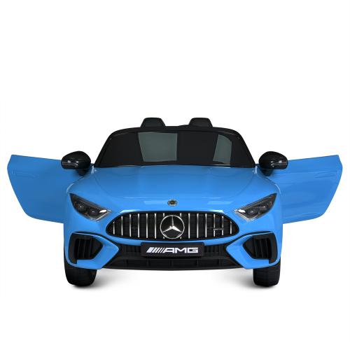 Дитячий двомісний повнопривідний електромобіль Bambi Mercedes-Benz AMG SL63 (MP3) з додатковими коліщадками та автофарбуванням, блакитний