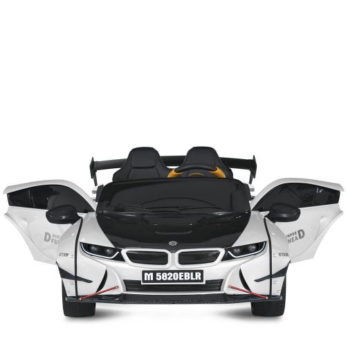 Дитячий двомісний електромобіль BMW STAR Soverspeed (MP3) з підсвіткою та спойлером, до 50 кг, до 8 км, білий