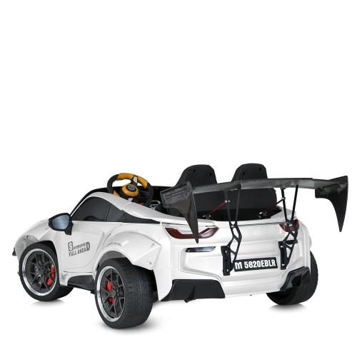 Дитячий двомісний електромобіль BMW STAR Soverspeed (MP3) з підсвіткою та спойлером, до 50 кг, до 8 км, білий