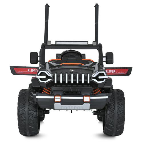 Дитячий повнопривідний електромобіль Jeep Super 4x4 з ручкою для транспортування та автофарбуванням, чорний