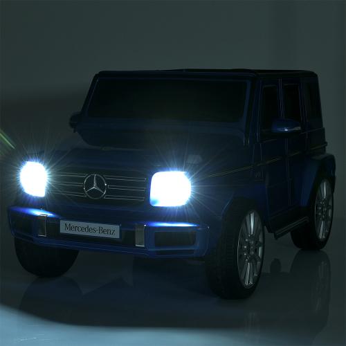 Дитячий повнопривідний електромобіль Mercedes-Benz AMG G500 (MP3) з додатковими коліщатками та автофарбуванням, синій