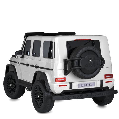 Дитячий двомісний повнопривідний електромобіль Mercedes G63, до 80 кг, білий