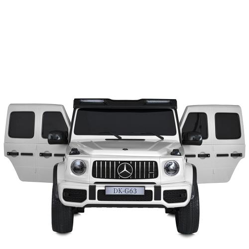 Дитячий двомісний повнопривідний електромобіль Mercedes G63, до 80 кг, білий