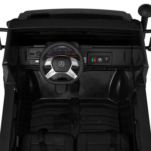 Дитячий двомісний електротранспорт Bambi Вантажівка Mercedes Unimog (MP3) з кузовом, до 60 кг, до 15 км, чорний