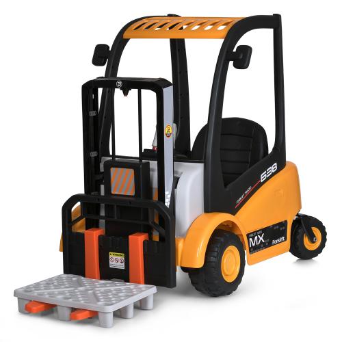 Дитячий електротранспорт Навантажувач Bambi FORKLIFT MX 638 (MP3) з вантажними вилами та багажником, жовтий