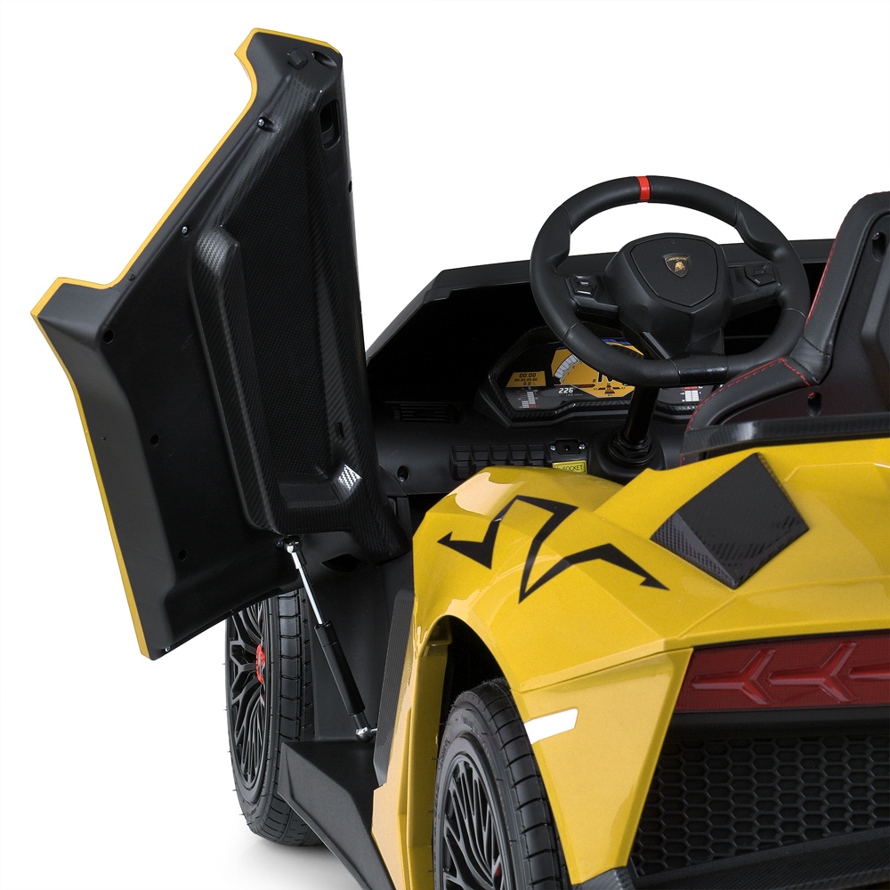 Дитячий двомісний електромобіль Lamborghini Aventador SV (MP3) до 100 кг, жовтий
