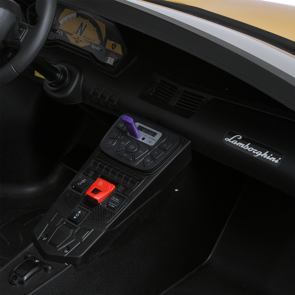 Дитячий двомісний електромобіль Lamborghini Aventador SV (MP3) до 100 кг, жовтий