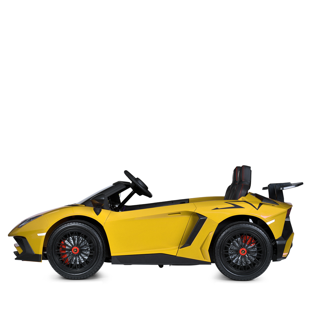 Дитячий двомісний електромобіль Lamborghini Aventador SV (MP3) до 100 кг, жовтий