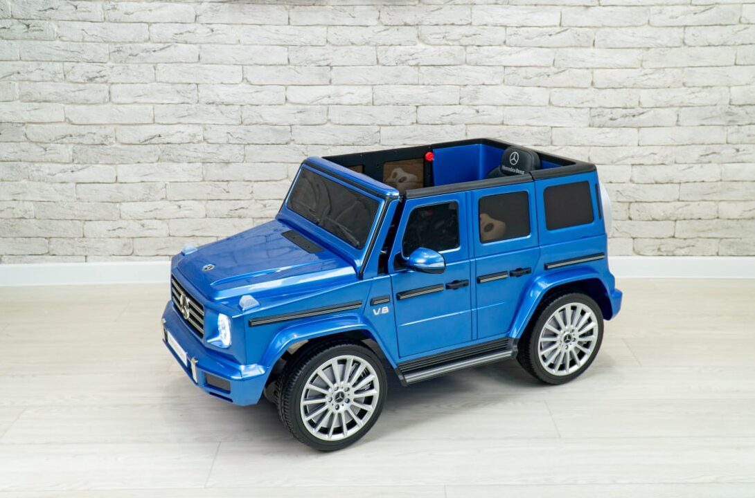 Дитячий повнопривідний електромобіль Mercedes-Benz AMG G500 (MP3) з додатковими коліщатками та автофарбуванням, синій