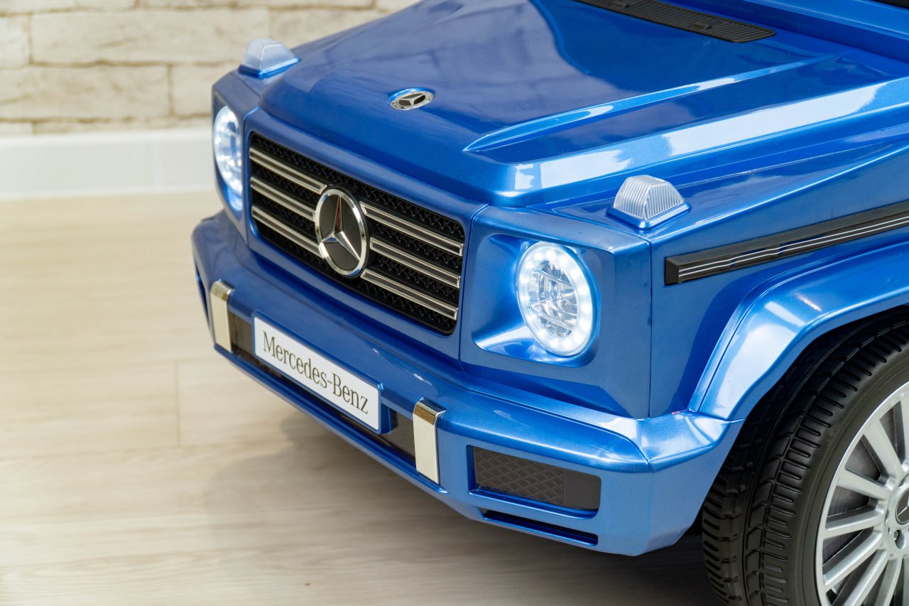 Дитячий повнопривідний електромобіль Mercedes-Benz AMG G500 (MP3) з додатковими коліщатками та автофарбуванням, синій