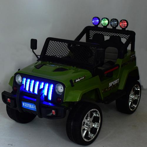 Дитячий повнопривідний електромобіль Bambi Jeep Sunshine Military з багажником та ручкою для транспортування, зелений камуфляж