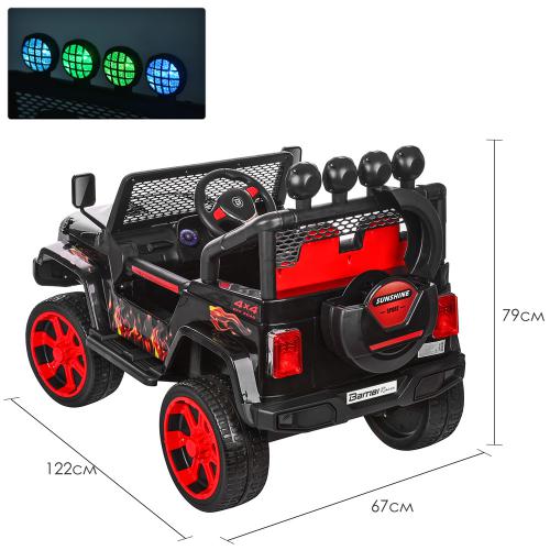Дитячий повнопривідний електромобіль Bambi Jeep Sunshine Fire з багажником та ручкою для транспортування, чорний