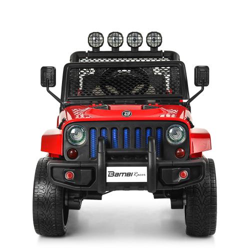 Дитячий повнопривідний електромобіль Bambi Jeep Sunshine Classic з багажником та ручкою для транспортування, червоний