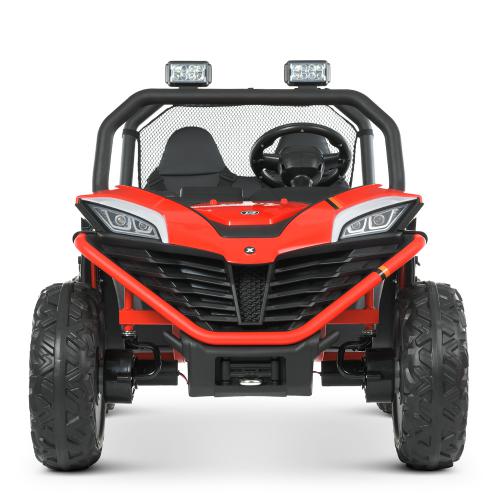 Дитячий двомісний повнопривідний електромобіль Bambi Buggy UTV SPORT SMILING (4x80W) з багажником, червоний