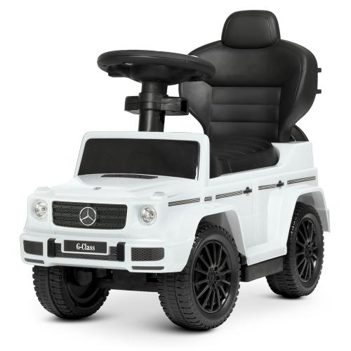 Дитячий толокар-каталка Bambi Mercedes G-Class з багажником та батьківською ручкою, білий