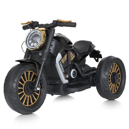 Дитячий електромотоцикл Bambi Retro-Motorbike TURBO Series триколісний, чорний