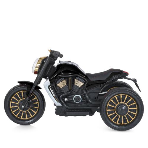Дитячий електромотоцикл Bambi Retro-Motorbike TURBO Series триколісний, чорний