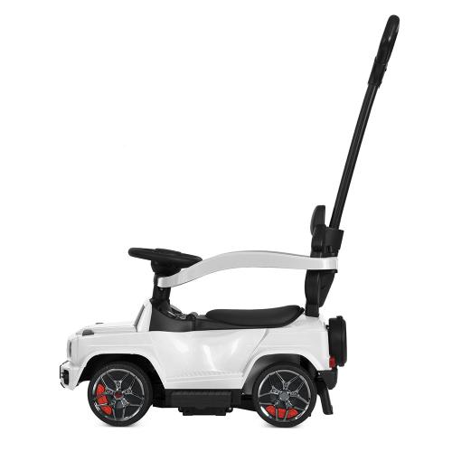 Дитячий толокар-електромобіль Bambi Mercedes Design (MP3) з батьківською ручкою та пультом керування, білий