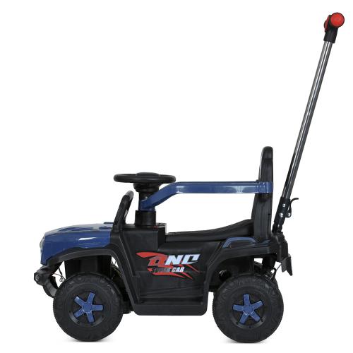 Дитячий толокар-електромобіль Bambi Super Car Jeep ONC (MP3) з багажником, батьківською ручкою та пультом керування, синій