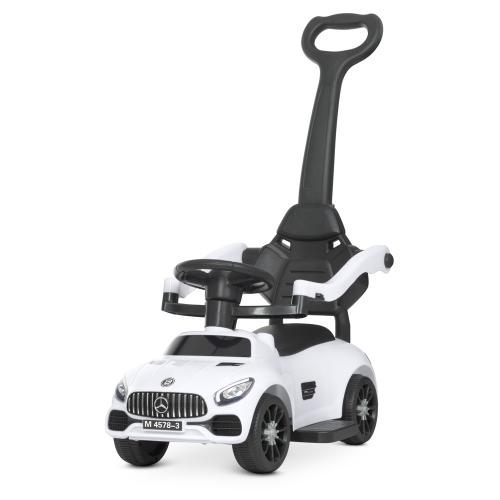 Дитячий толокар-каталка Bambi Mercedes Small з батьківською ручкою, білий