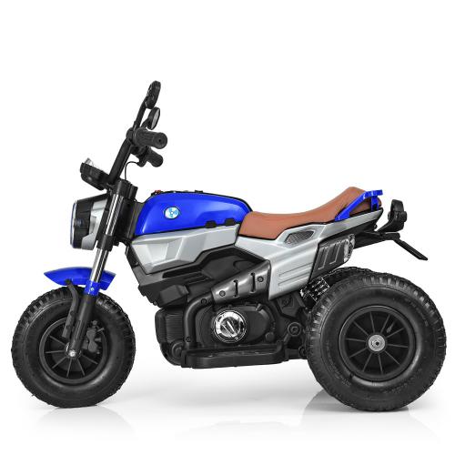 Дитячий електромотоцикл Bambi BMW R nineT Pure NEW (MP3) триколісний з гумовими колесами, синій