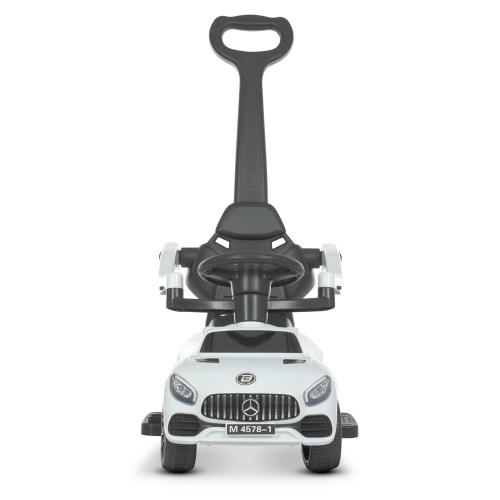 Дитячий толокар-каталка Bambi Mercedes Small з батьківською ручкою, білий