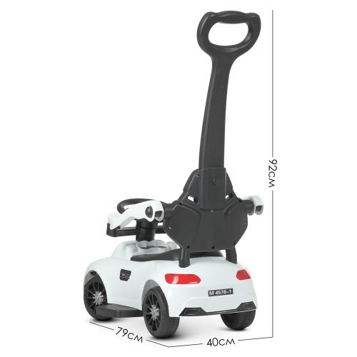 Дитячий толокар-каталка Bambi Mercedes Small з батьківською ручкою, білий