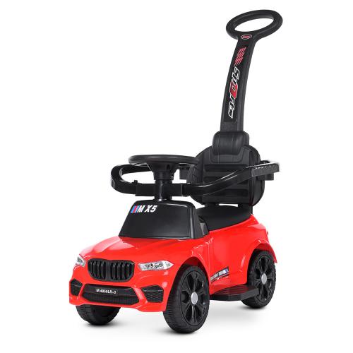 Дитячий толокар-електромобіль Bambi BMW X5 Sports (MP3) з батькіською ручкою та пультом керування, червоний