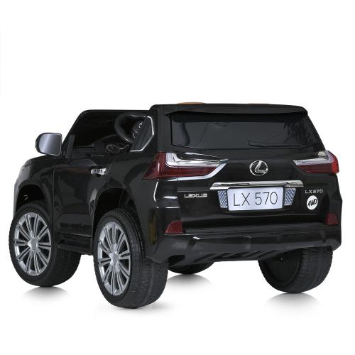 Дитячий двомісний повнопривідний електромобіль Bambi Lexus LX 570 (MP3) з ручкою для транспортування, чорний