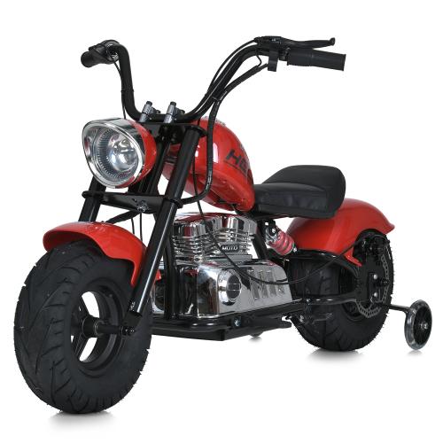 Дитячий двомісний електромотоцикл Bambi Harley-Davidson з підсвіткою та підніжкою (MP3), до 80 кг, до 20 км, червоний