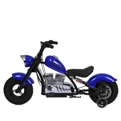Дитячий двомісний електромотоцикл Bambi Harley-Davidson з підсвіткою та підніжкою (MP3), до 80 кг, до 20 км, синій