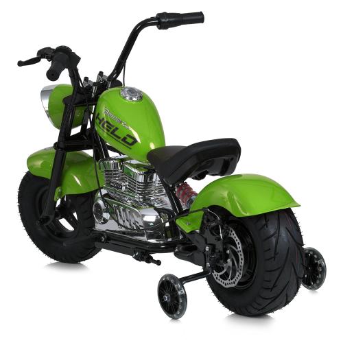 Дитячий двомісний електромотоцикл Bambi Harley-Davidson з підсвіткою та підніжкою (MP3), до 80 кг, до 20 км, зелений