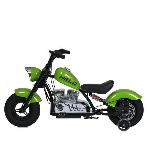 Дитячий двомісний електромотоцикл Bambi Harley-Davidson з підсвіткою та підніжкою (MP3), до 80 кг, до 20 км, зелений