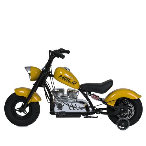 Дитячий двомісний електромотоцикл Bambi Harley-Davidson з підсвіткою та підніжкою (MP3), до 80 кг, до 20 км, жовтий